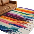Blue Red Office Rug 8x10 Area Rugs, Colorful Oil Painting Non-Skid Rubber Backing Large ...