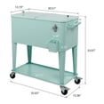 thumbnail image 2 of 80 Quart Cooler with Wheels, Portable Patio Party Bar Outdoor Cooler Cart, with Shelf, Beverage Pool and Bottle Opener, Mint Green, 2 of 9