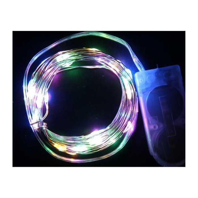 Cadena de luces LED con cable de cobre, lámpara con caja de pilas de botón CR2032, luces navideñas con cable de cobre, cadena de luces decorativas para jardín y exterior