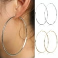 thumbnail image 5 of HOOUN Fashion Women's Jewelry Gold Silver Large Big Round Circle Dangle Hoop Earrings-gold 10cm, 5 of 9