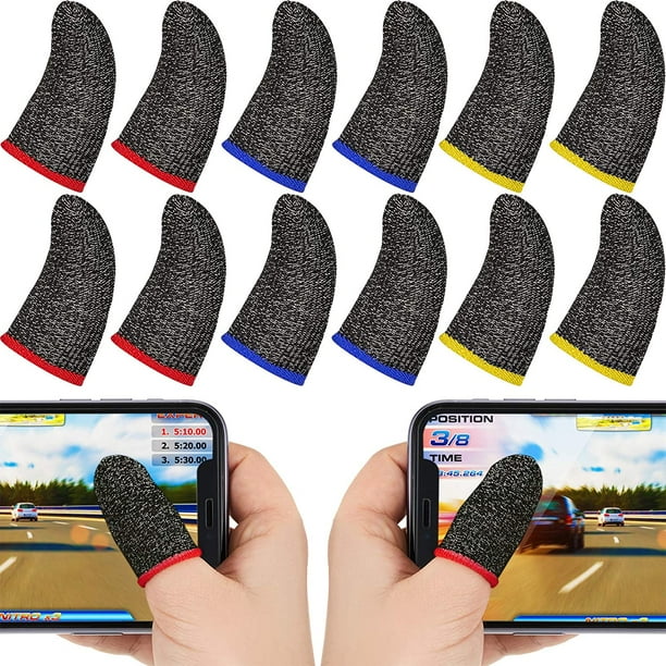 30 Piezas de Funda Protectora de Dedos para Gaming Controlador Móvil, Anti-Sudor, Transpirable, de Fibra de Plata, sin Costuras, para Pantalla Táctil, PUBG Rojo Verde 15 pares