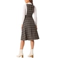 thumbnail image 3 of INSPIRE CHIC Plaid Overall Dress for Women's Vintage Sleeveless A-Line Pinafore Dress M Brown, 3 of 6