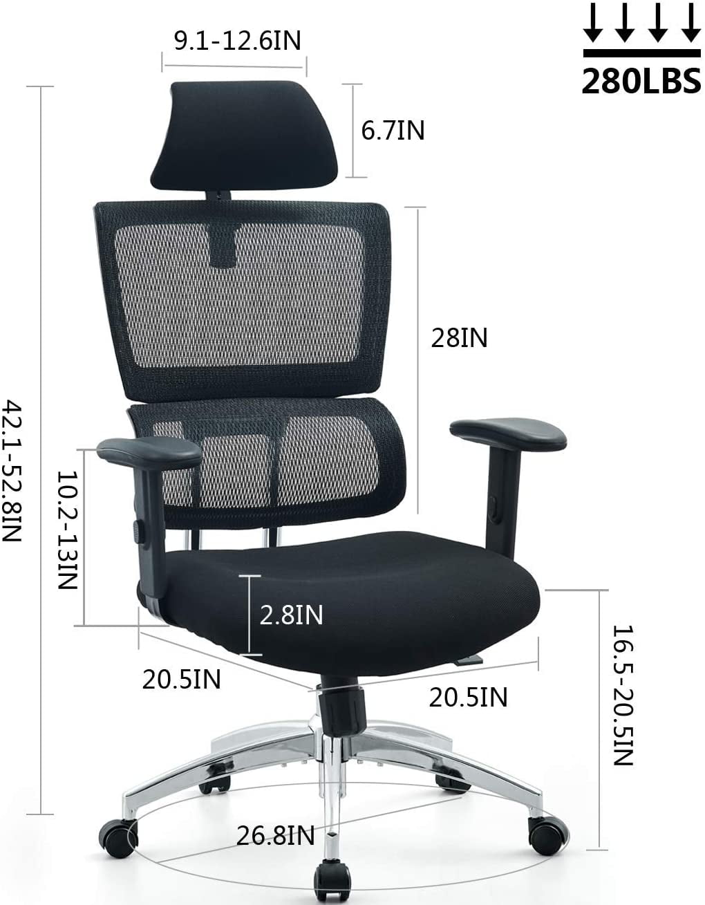 Ticova Ergonomic Office Chair - High Back Desk Chair with Elastic