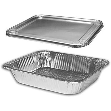 

Half Size Aluminum Disposable With Aluminum Lids - 9x13 Chafing Pans Perfect Cookware for Cakes Bread & other Food: 20PK