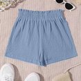 thumbnail image 4 of Girls' Casual Ruffled Paperbag Waist Shorts Elastic Summer Wide Leg Shorts Blue Size 9-10 Years, 4 of 6