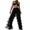thumbnail image 2 of Coduop Women Tiered Ruffled Tulle Long Pants Sheer Mesh Multi Layer High Waist Wide Leg Pants, 2 of 4