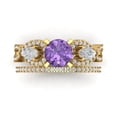 thumbnail image 2 of Clara Pucci 14K Yellow Gold Round Cut 1Ct Simulated Alexandrite Engagement Ring + Matching Band - Luxury Box Included, 2 of 7