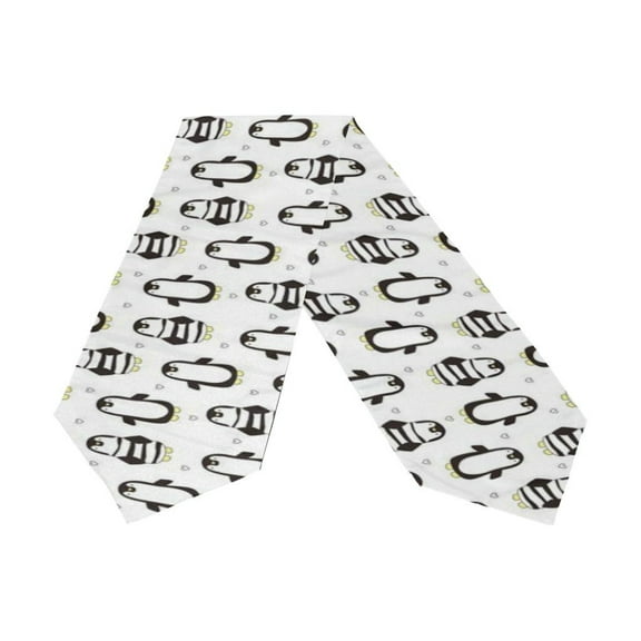 POPCreation Cute Penguin Table Runner 13x70 Inches Black and White Table Top Decoration