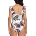 thumbnail image 5 of Goofa Vintage Butterflies Print Women's Ruffled One Piece Swimsuit V Neck, 5 of 7