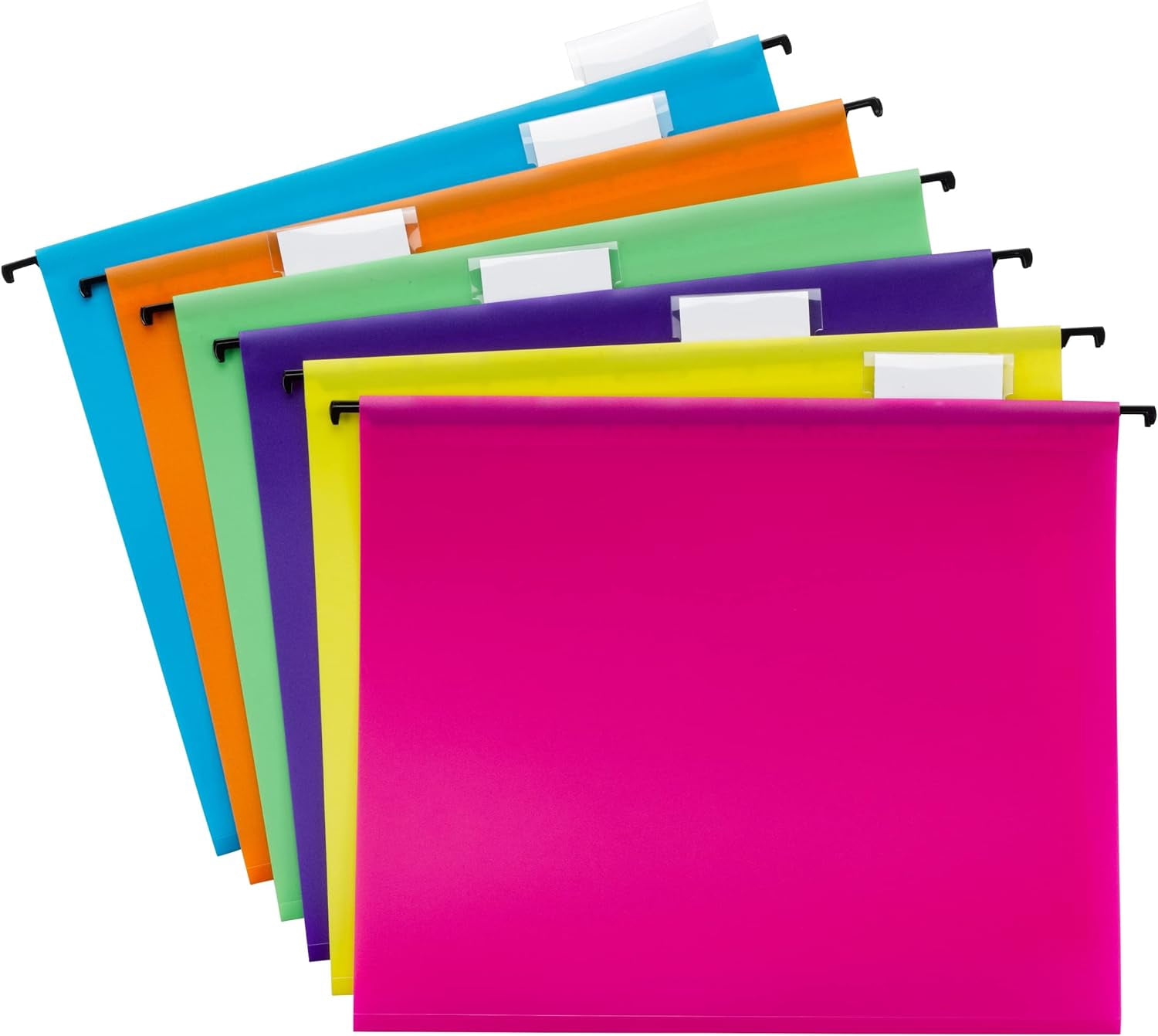 Poly Plastic Hanging File Folders for Documents with Tabs, Letter Size, 0.5 Inch Expansion, File Cabinet Organizer for Filing Cabinets, Assorted Bright Colors, 12 Pack, Office Supplies (64030)
