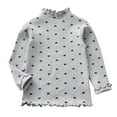 thumbnail image 2 of Tfken Toddler Child Girls T-Shirts High Neck Long Sleeve Heart Print Tee Fashion Trendy Tops Grey Size 18-24 Months, 2 of 4