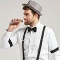 thumbnail image 5 of EIMELI 1920s Mens Gatsby Gangster Accessories Set Panama Hat Suspender Bow Tie, 5 of 7