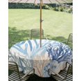 thumbnail image 3 of Outdoor Tablecloth with Umbrella Hole Zipper Summer Coral Round Tablecloth 54" Waterproof Outside Table Cloth Vintage Coastal Ocean Blue Green Plant Patio Table Cover Tablecloths for Picnic Party, 3 of 8