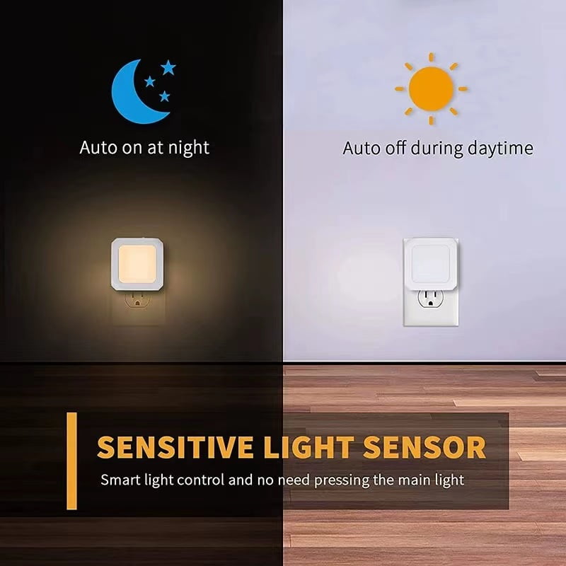 Plug-in Dimmable LED Night Light with Automatic Dusk to Dawn Sensor, Soft Warm White Night Light for Hallways, Bedrooms, Kids Rooms, Kitchens, Stairs, 4-Pack,white