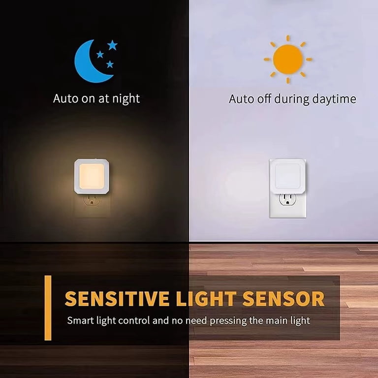 Plug-in Dimmable Night Light – Auto Dusk To Dawn Sensor, Soft Glow, Cool + Warm White, Energy-Efficient, Small, For Bedroom, Hallway, Bathroom