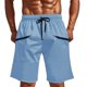 thumbnail image 2 of Pantalones Cortos para Hombre con Cremallera Bolsillos de Color Sólido Casual Multi-Bolsillo Cremallera Cordón Elástico-Cintura Carga Medio Pantalones Cortos, Poliéster, 2 of 7
