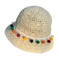thumbnail image 1 of Circunferencia del sombrero de 50-54 cm, circunferencia de la cabeza pequeña, sombrero de paja, sombrero de protección solar para mujer, sombrero de playa, sombrero tejido de paja con bolas de colores, 1 of 5