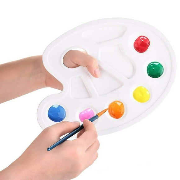 Paint color palette Plastic drawing tray Watercolour palette Colored 10 wells palette Painting palette with thumb hole