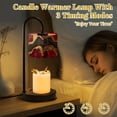 thumbnail image 4 of Candle Warmer Lamp with Timer Dimmer Red Abstract Marble Burgundy Black Malachite Gold Veins Aesthetic Candle Lamp Warmer for Jar Candle with 4 Bulbs Gifts for Women House Warming Gifts, 4 of 8