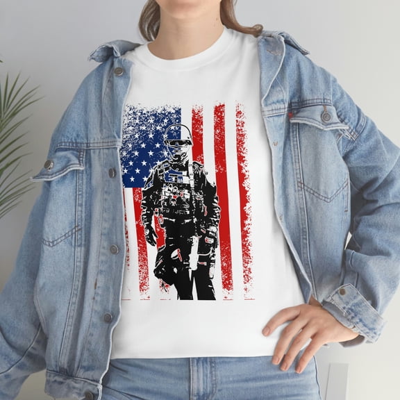 Veteran Soldier flag Unisex Heavy Cotton Tee