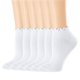 thumbnail image 1 of Calcetines Mcool Mary para mujer, tobilleros con volante, algodón, paquete de 6, blancos, 1 of 8