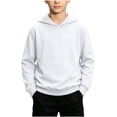 thumbnail image 3 of LangJing Boys Girls Solid Color Hoodies Youth Teens Long Sleeve Pullover Sweatshirt Juniors Hooded Tops Back to School Sweatshirts, 1-15Years, 3 of 7