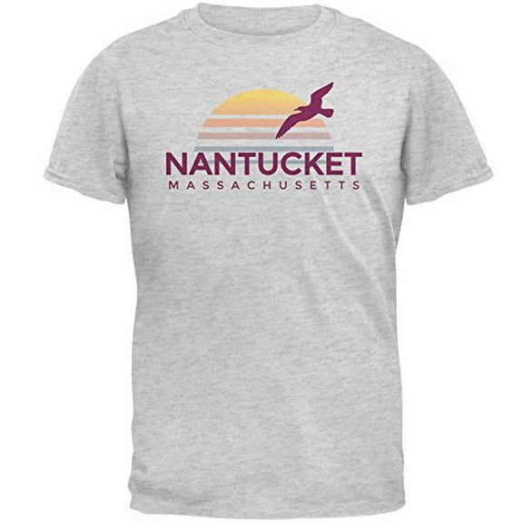 Beach Sun Nantucket Massachusetts Mens T Shirt Light Heather Grey LG