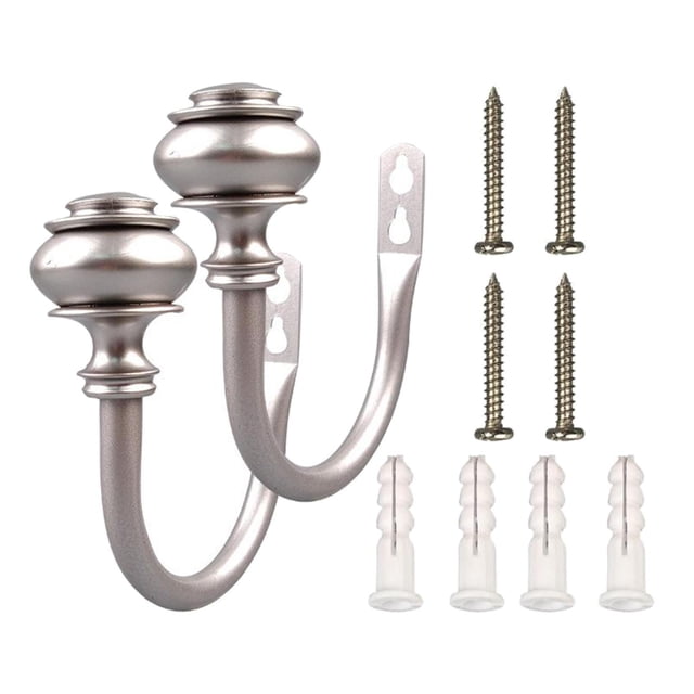 2 piezas en apariencia de U de pared para cortina soporte para cortina trasero soporte para montaje en pared s para pared decoración Plata Macarena Ganchos de amarre para cortinas
