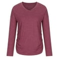 thumbnail image 6 of Womens Winter Sexy V Neck Long Sleeve Tops Solid Regular Casual Blouse Wine,S, 6 of 9