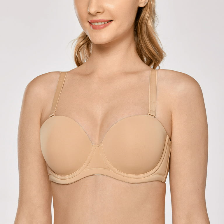 DELIMIRA Women's Underwire Non Padded Seamless Strapless Bra Plus Size  Taupe Tan 32B at  Women's Clothing store