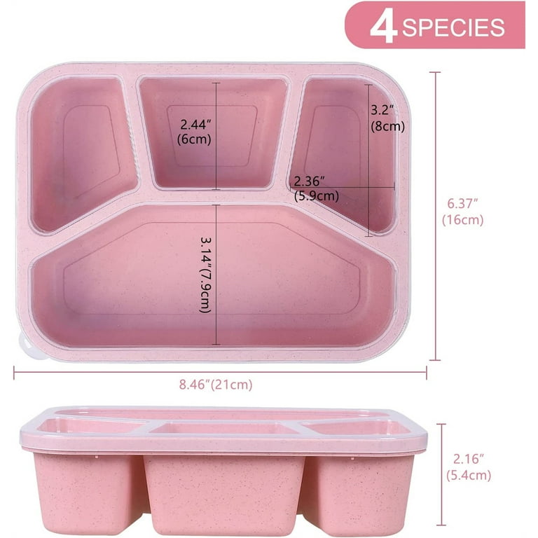 NOGIS 4 Compartment Meal Prep Lunch Containers for Adults, 1 Pack Lunch  Box, Durable BPA Free Plastic Reusable Food Storage Containers with lid,  Microwave/Dishwasher Safe（Pink） 