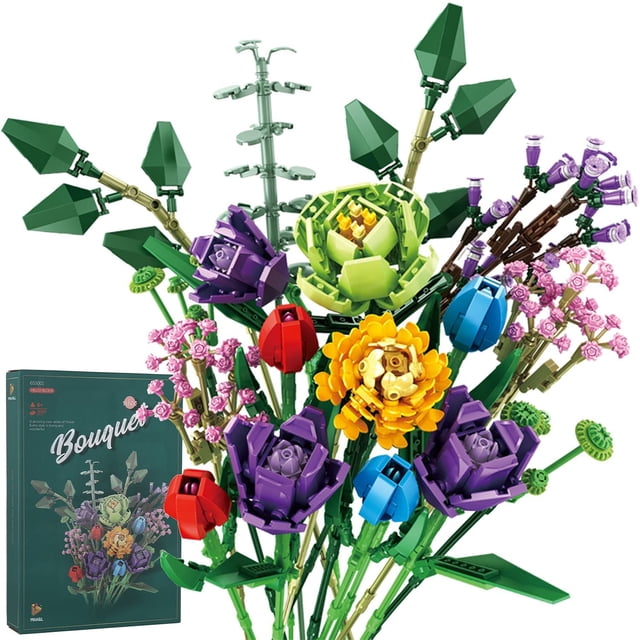 Bloque de construcción de ramo de flores - 999 piezas Compatible con Lego 10280 Expert Flower Bouquet (Color 2)