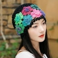 thumbnail image 2 of Weikingp Clearance! Beanies Hats Men, Vintage Handmade Embroideried Cotton Crochet Knit Hollow Out Floral Knit Hat, Beanie for Women, Baby Beanie Black, 2 of 7