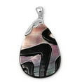 thumbnail image 1 of Sterling Silver Multi Zig Zag Teardrop Pendant Simulated Abalone Charm 925 Jewelry Female Unisex, 1 of 3