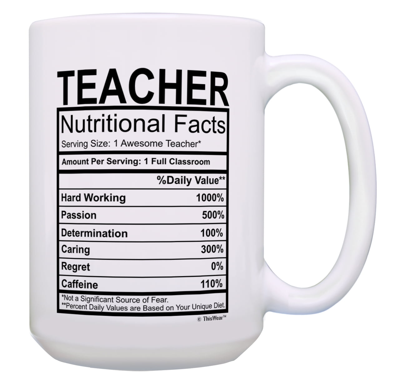 ThisWear Teacher Appreciation Gifts for Women Teacher Nutritional Facts
