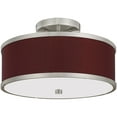 thumbnail image 2 of 2 Light Brushed Nickel Ceiling Light fixture with Hand Crafted Red Wine Fabric Hardback Shade, 2 of 5