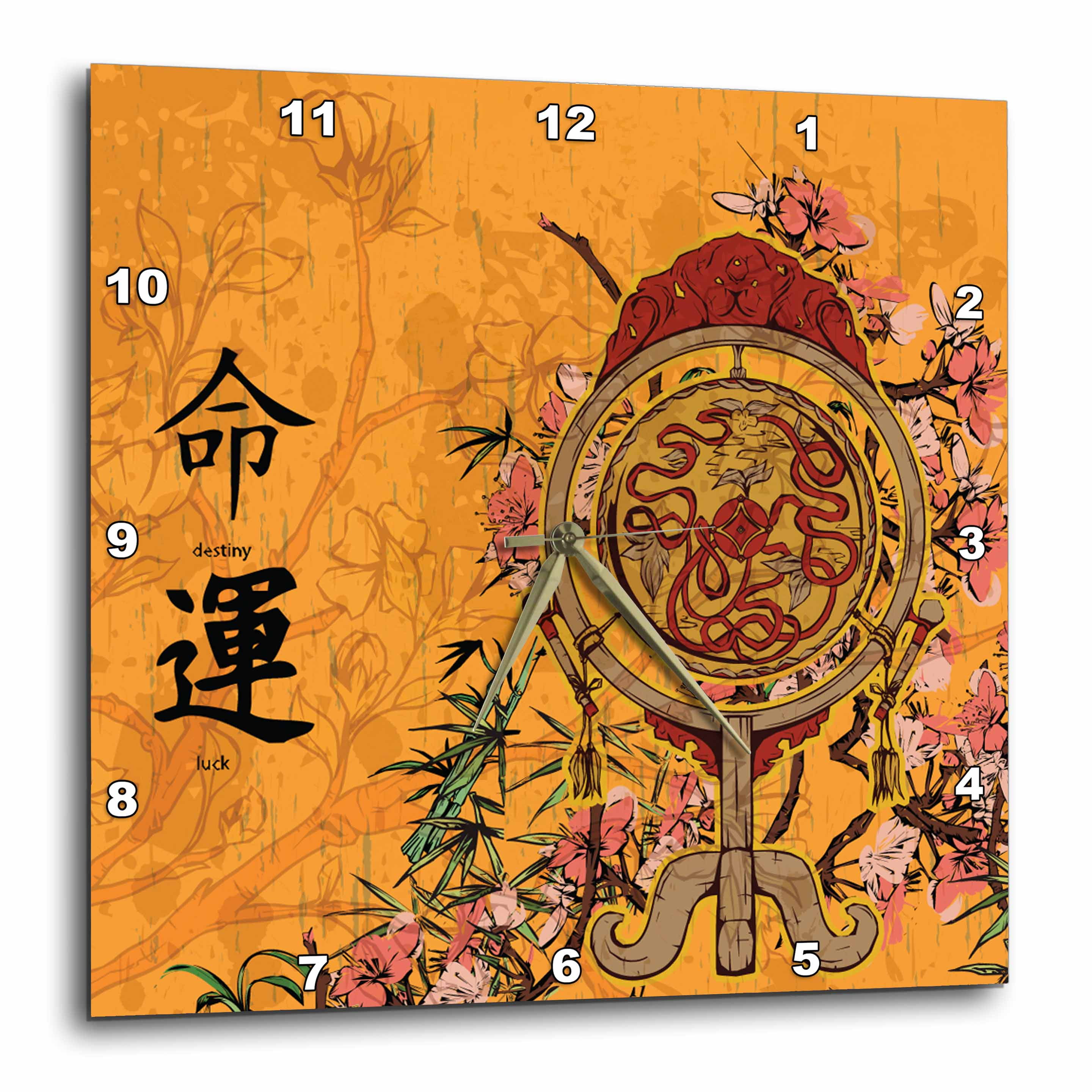 3dRose A Red and Brown Oriental Scene With Oriental Writing Meaning