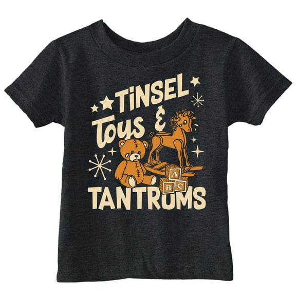 Toddler Funny T Shirts Tinsel Toys And Tantrums Sarcastic Christmas Graphic Novelty Tee For Young Kids