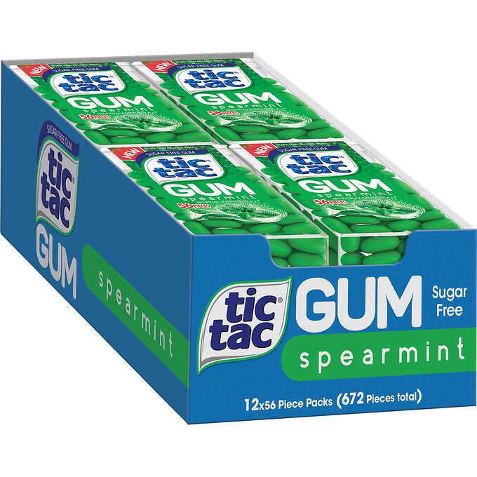 Tic Tac Gum, Spearmint (Pack of 12)