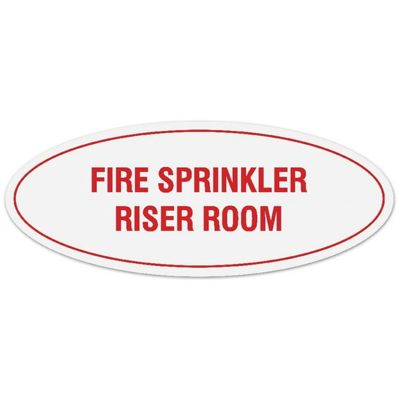 Signs ByLITA Oval FIRE SPRINKLER RISER ROOM Sign - Laser-Engraved Lettering | Durable ABS Plastic | Vibrant Colors | Powerful Foam Tape (White/Red) - Large