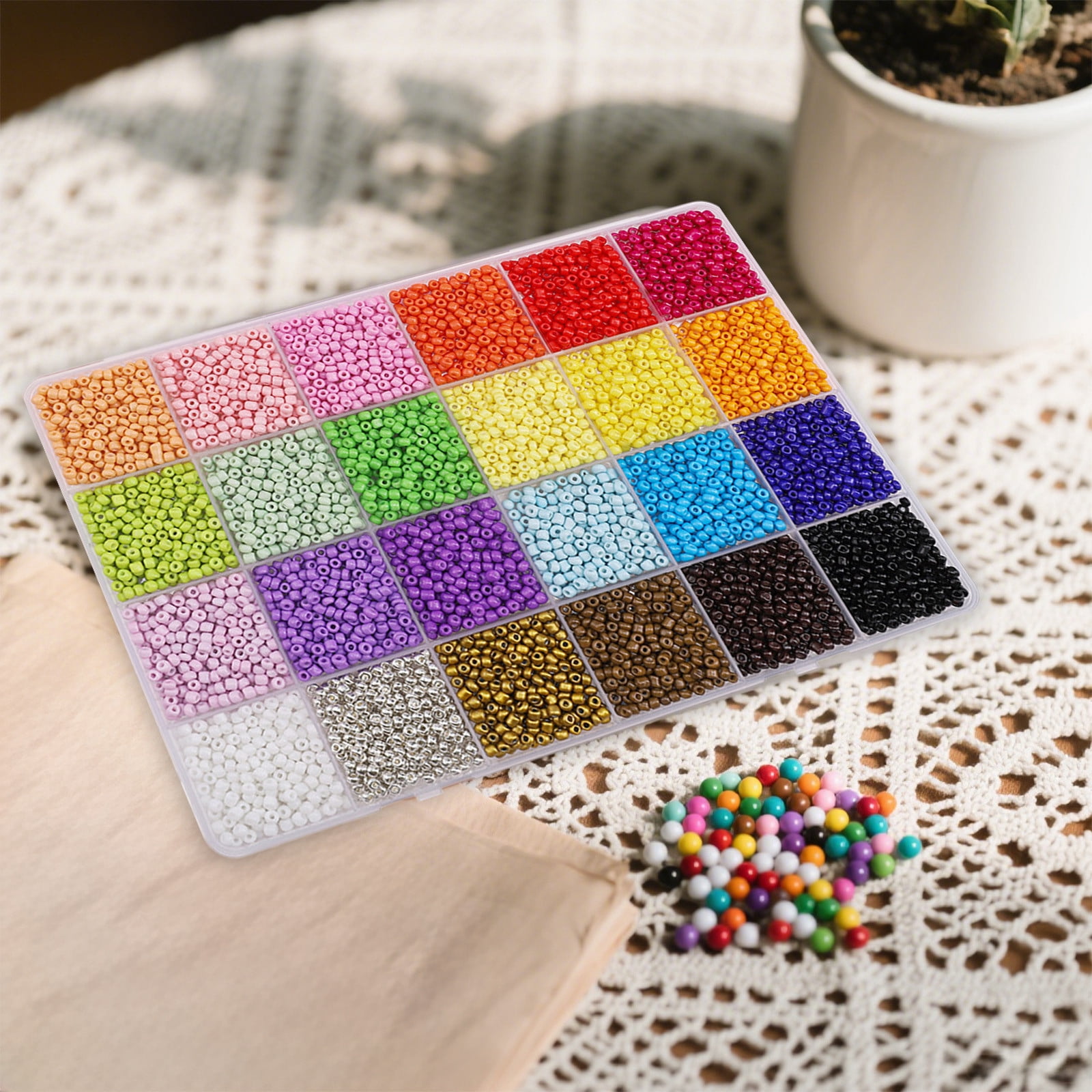 DIY Beads Kit for Bracelet Making, 24-Color Jewelry Bead Set with Storage Box for Necklace Craft Supplies and Handmade Accessories, Ideal Gift for DIY Lovers