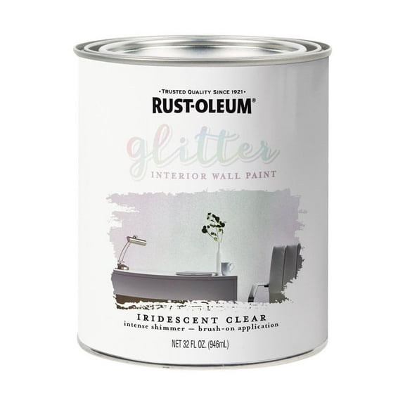 1 Pc, Rust-Oleum Specialty Satin Iridescent Clear Water-Based Glitter Interior Wall Paint Interior 28 Oz