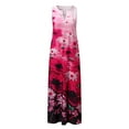 thumbnail image 3 of Capreze Women Long Maxi Dresses V Neck Summer Beach Sundress Sleeveless Tank Dress Kaftan Floral Print Style E XL, 3 of 5