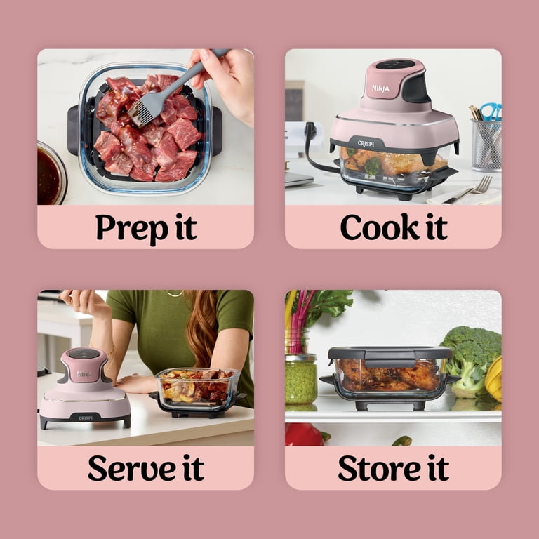 Ninja Crispi 3-in-1 Glass Air Fryer, 4-Qt & 5-Cup Glass Containers
