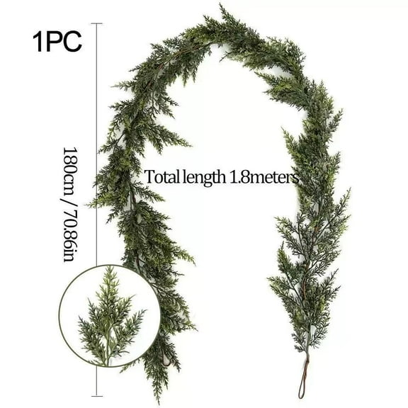 5FT Cedar Christmas Garlands, Realistic Green Pine Garland, Real Touch Artificial Cypress Garlands for Mantle, Fireplace, Desk, Door, Wall & Upstairs Indoor & Outdoor Xmas Holiday Decorations