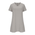 thumbnail image 4 of AUNVITO Women's Short Sleeve V-Neck Casual Dress with Pockets Breathable and Comfortable, 4 of 8