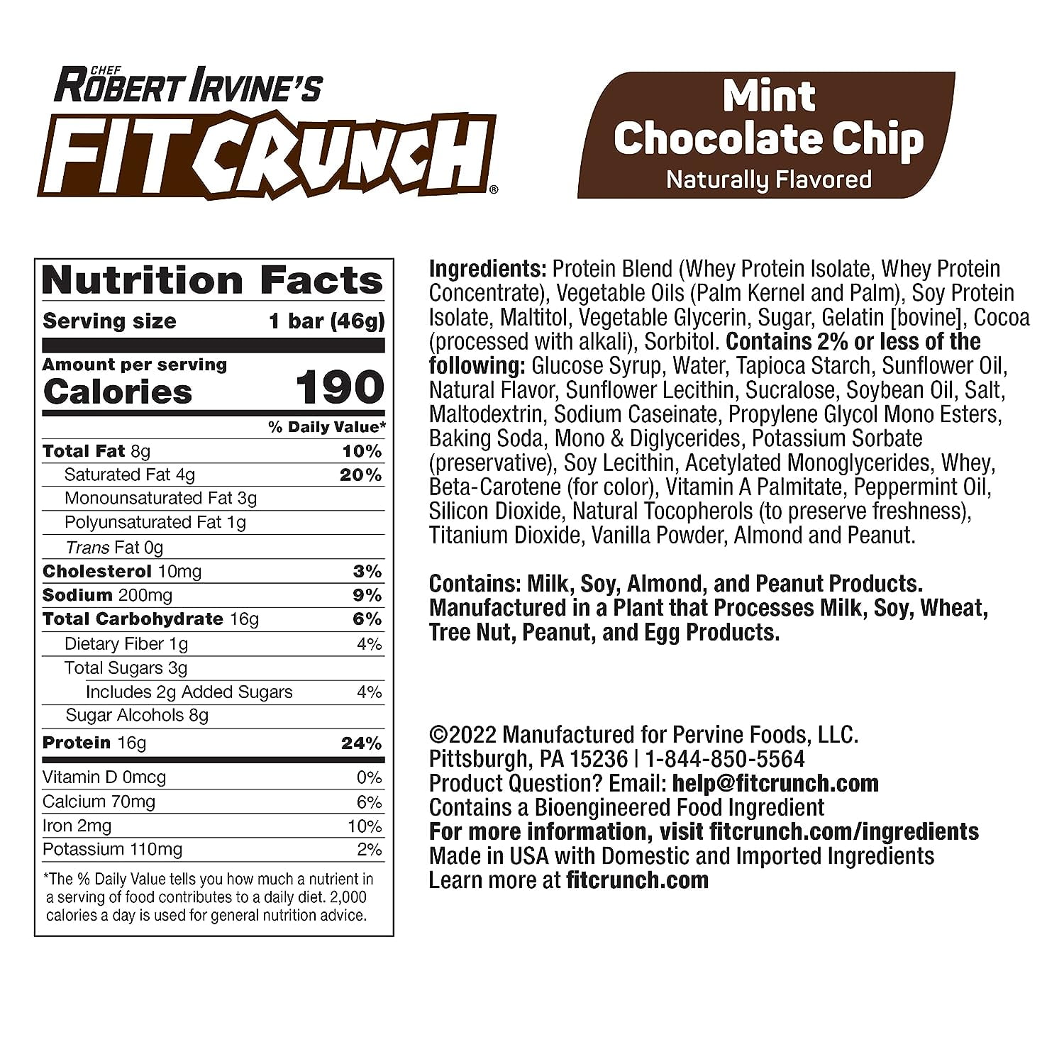 Fit Crunch Snack Sized Protein Bars 46g (9 Count, Mint Chocolate Chip)