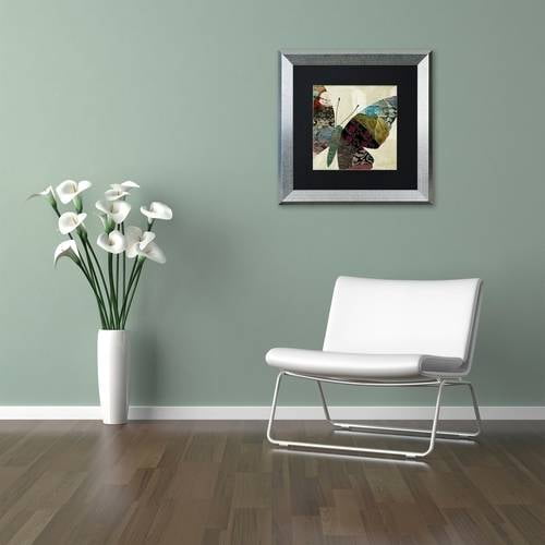Trademark Fine Art "Butterfly Brocade IV" Canvas Art by Color Bakery Black Matte, Silver Frame