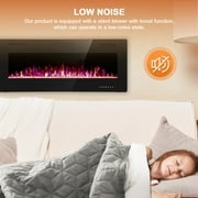 KISSAIR 50’’ 1500W Wall Mounted Recessed Electric Fireplace,12 Flame Color Modes,Touch Screen & Remote Control,Ultra Thin & Low Noise