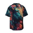thumbnail image 5 of Uemuo Colorful Flower Goat Pattern Cotton Linen Short Sleeve Shirts,Casual Lightweight Button Down Shirts,Vacation Beach Summer Tops-Small, 5 of 7